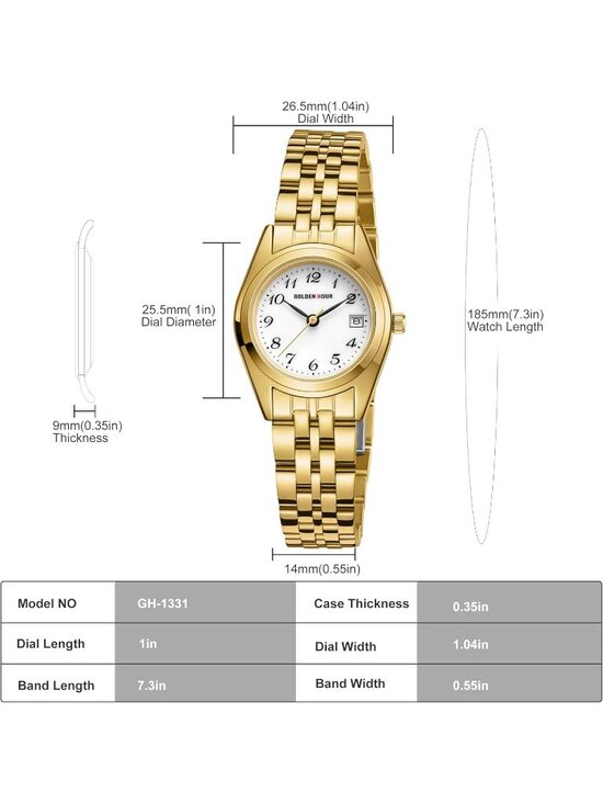 Women\'s Gold White Analog Quartz Stainless Steel Band Easy Reader Bracelet Watch main image 4